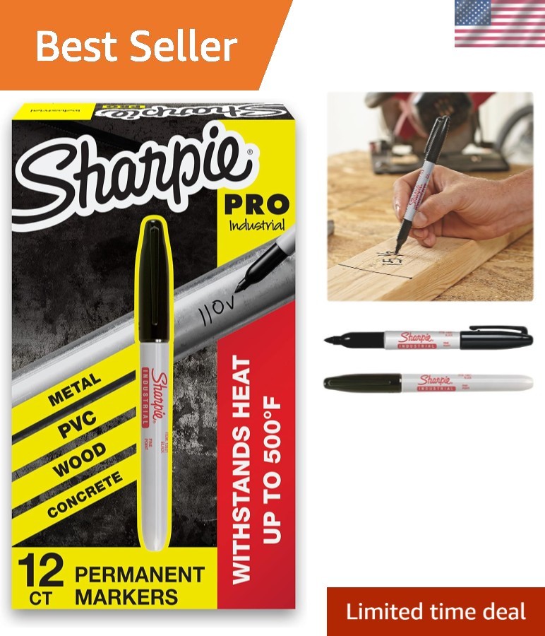 Durable Fine Point Permanent Markers – 12 Count Black for Extreme Conditions