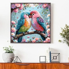 JATOK Paint by Numbers Kit for Adults Beginners, Couple Bird DIY Easy PINK