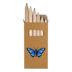 6 x ‘Blue Pixel Art Butterfly’ Short Colour Pencils (PE00088588)