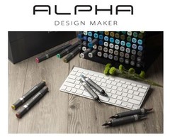 Alpha Design Marker Gold Label 60 A/B Set Broad and Fine nip Graphic cartoon