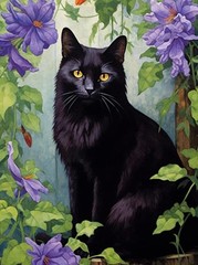 Black Cat Diamond Painting by Numbers, 5D Full Round Drill Pet Cat Diamond Paint