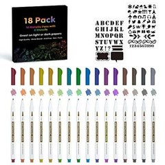18 Pcs Metallic Marker Pens Self Outline Markers for Coloring Drawing Art Crafts