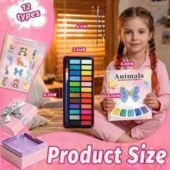 Watercolor Workbook for Beginners – 24 Colors Paint Set & Coloring Animals