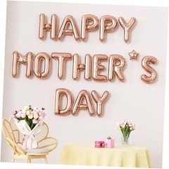 Happy Mothers Day Balloons Banner, Rose Gold Mothers Happy Mother‘s Day Banner