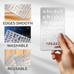 TWINKLEMON 9PCS Metal Stencils Wood Burning Tool 4 inches x 7 inches, silver