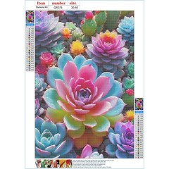 QINRUBB DIY Colorful Succulents Diamond Art Kit for 12×16 inches, USQR375