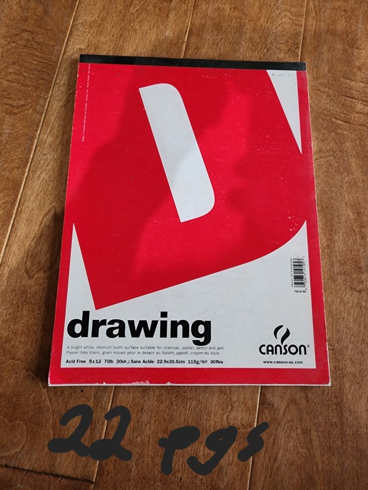 Canson Acid Free 70lb Drawing Paper 22 Sheets left (used 8) 9x 12