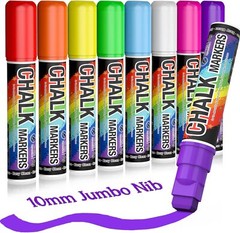 Window Chalk Markers for Cars Washable: 8 Colors Jumbo Liquid Marker…