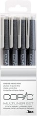 COPIC Too Multiliner 4-Piece Set, Cool Gray