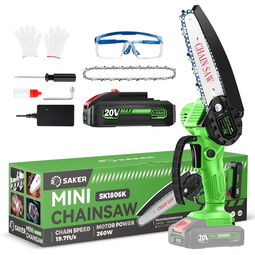 Saker Mini Chainsaw Cordless,6 Inch Chainsaw, Mini Electric Chainsaw Cordless…