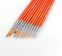 11-Piece Enamel Paint Brush Set for Detail Art, Miniatures, Acrylic, Watercolor