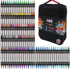 Waterproof Dual Tip Acrylic Paint Markers – 108 Colors for Vibrant Projects