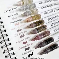 Brush Tip Acrylic Markers, 9 Colors Water Based Acrylic Paint Pens for Rock P…