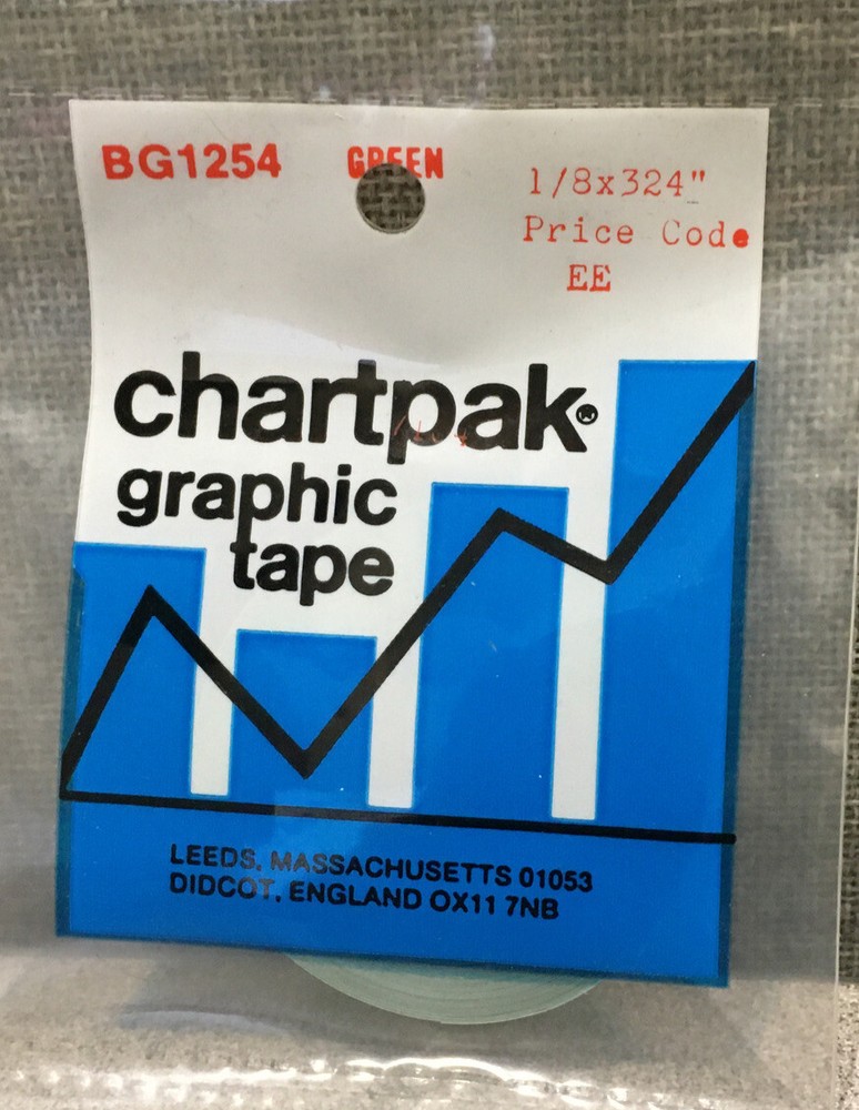 Chartpak Graphic Art Tape 1/8 W X 324 L” GREEN -1 Roll, BG1254