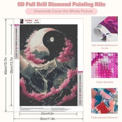 CEOVR Cherry Blossoms Diamond Painting Kits 12×16 inches, WX10334-pink,dark