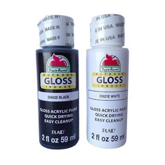 Acrylic Paint Outdoor Indoor Gloss Set – Black and White (2 Ounces Each)