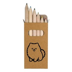 6 x ‘Cute Pomeranian Dog’ Short 85mm Pencils / Coloured Pencil Set (PE00098786)
