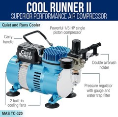 Air Brush Kit with Compressor & 3 Dual-Action Airbrushes