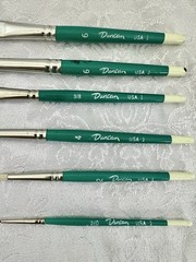 Vintage Duncan Artist Paint Brushes • Green Short Handle • Lot of 6