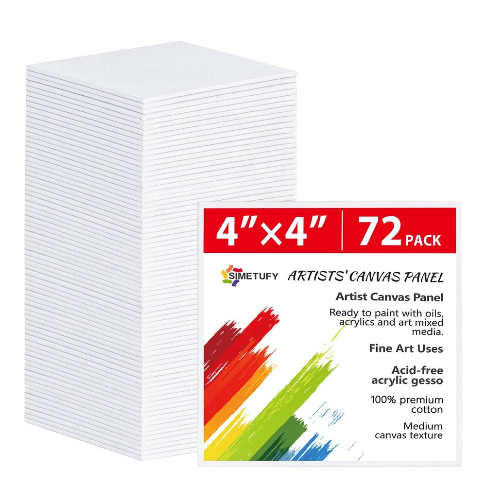 Simetufy 72 Pack 4x4inch Mini Canvas Boards Small Painting Canvas 100% Cotton…