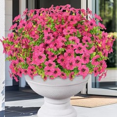 Artificial Flowers for Outdoors, 9 Bundles Artificial Plants & 9 Pack Rose Red