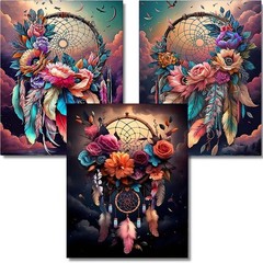 Diamond Painting Kits for Adults, 3 Pack Colorful Dream Catcher DIY 5D Diamond A