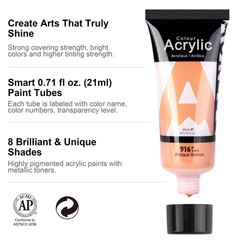 Metallic Acrylic Paint Set – 8 Essential Colors 0.71 Fl Oz / 21ml Tubes Gold …