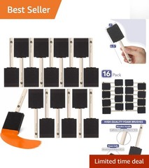 Bates Foam Paint Brushes Set: 16pcs, 2 Inch for Smooth Finish on Any Surface