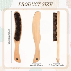 Luxury 2 Pcs Horsehair Hat Brush Kit & Lint Cleaning Sponge – Wooden Finish