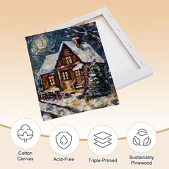 2 Pcs Stretched Canvas, 4×4″ Artist Boards 9/13″ Profile Cotton Panels,White