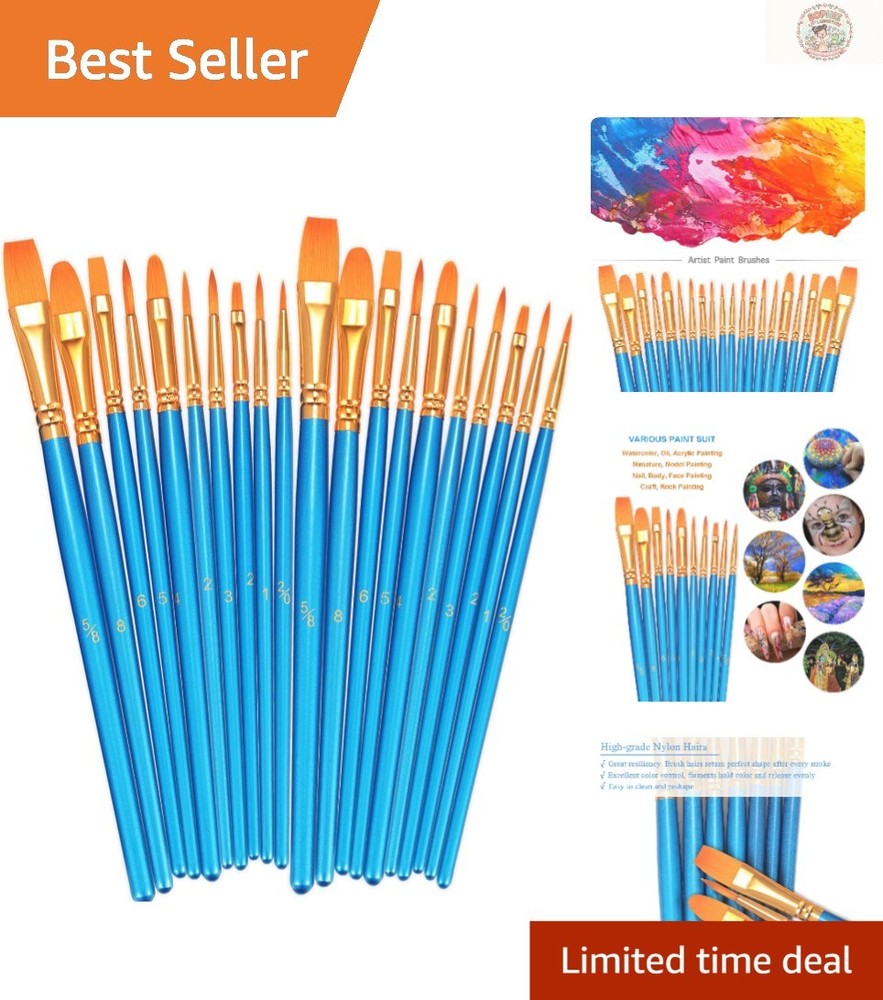 Versatile 2 Pack Artist Brushes Set – 20 Sizes for Detailed Acrylic & Watercolor