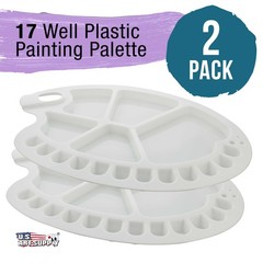 U.S. Art Supply 17-Well Plastic Painting Palette (Pack of 2)