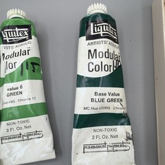 Vintage Liquitex Artists Acrylic Modular Color Paint Blue Green value 5 6 base