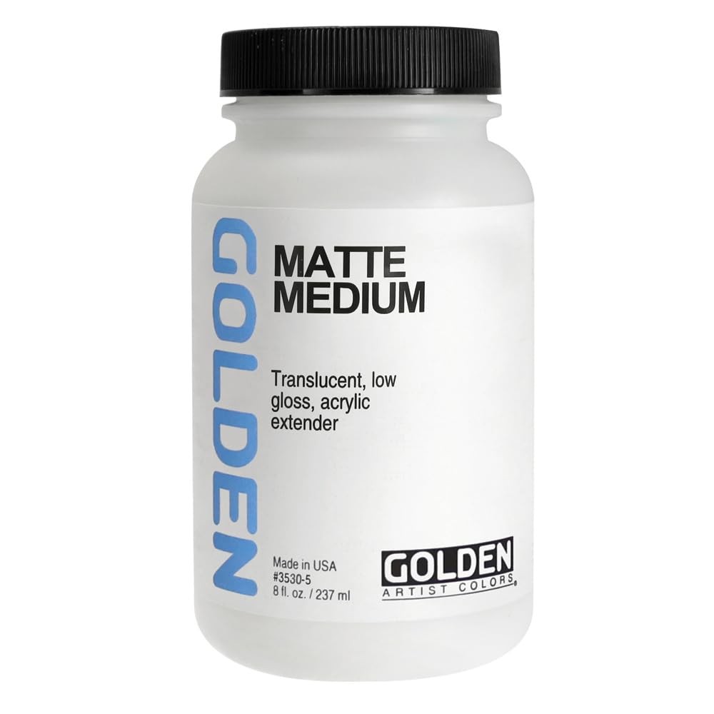 Matte Medium by GOLDEN, 8 fl. oz. Jar, Professional Acrylic Medium, Semi-Tran…