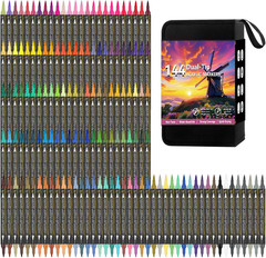 144 Colors Dual Tip Acrylic Paint Markers,Waterproof, Non-Toxic, Odorless Acryli