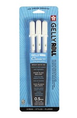 Sakura Gelly Roll White Gel Pens Pack of 3 Bold 1.0mm for Dark Paper