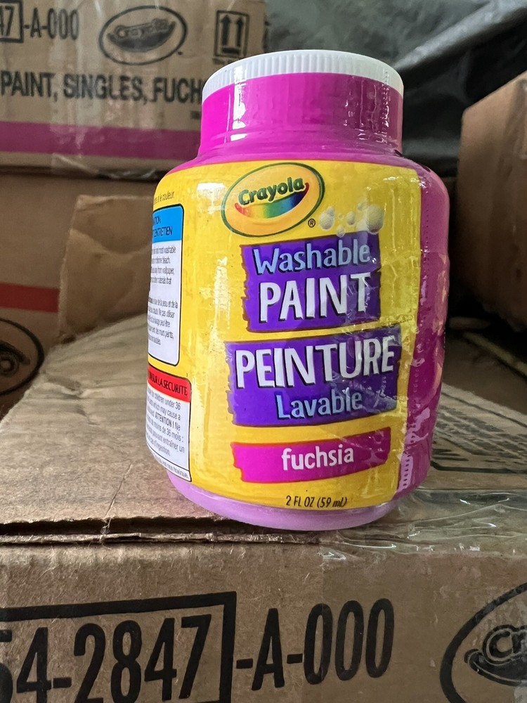 Case Of 12 Bottles Crayola Washable Paint Fuchsia 2oz Each Bottle. New.