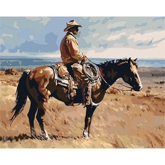 Grazing Cowboy Paint by Numbers for Adults DIY Canvas Oil Painting 16×20 1PK