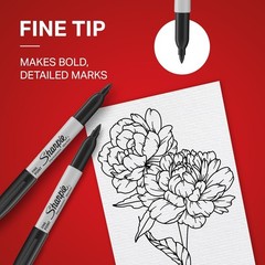 Fine Tip Permanent Markers Black 12 Count Quick Drying Fade Resistant
