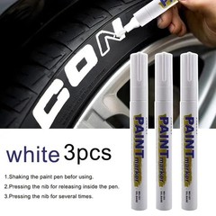 White Paint Pen Marker Waterproof Permanent Car Tire Lettering Rubber Letter 3pc
