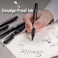 12 Pack Fine Tip Permanent Black Markers – Non-Toxic and Waterproof Creativity