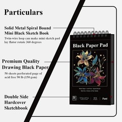 Fuxi Black Paper Sketchbook, 2-Pack – 5.5″ x 8.5″ | 90lb/150gsm Black Sketch …