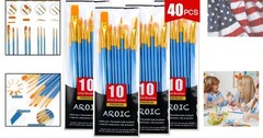 Multi-Purpose Paint Brush Set: 40 Nylon Brushes for Oil, Watercolor & Acrylic