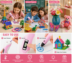 3D Printing Pen Kit LED Display Drawing Pen PLA Filament Kids Gift Starter Set