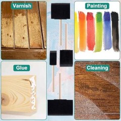 4pcs 4 Sizes Foam Paint Brushes, Sponge Paintbrushes with Wooden Handle, 1″ 2″