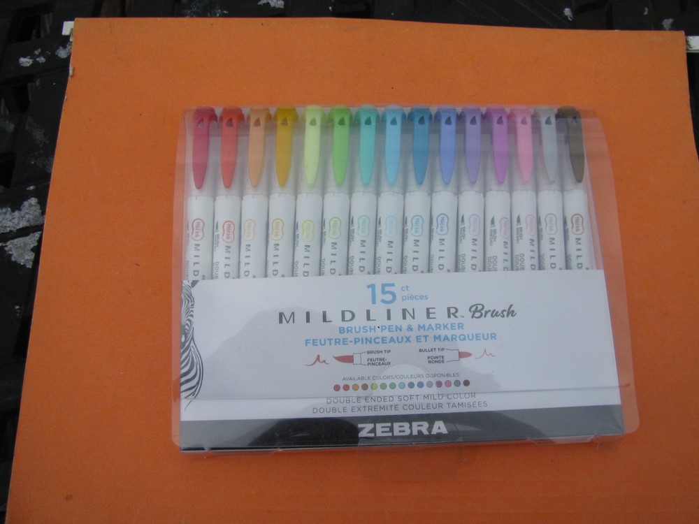 New – Zebra Mildliner Brush Pen & Marker Double Ended Soft Mild Colors 15CT
