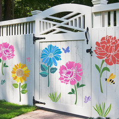 12 PCS Large Flower Painting Stencils, Reusable 13.78 x 9.84 inches, White