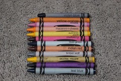 (12) Rare Discontinued Crayola Crayons OOP Macaroni-n-cheese indian red thistle