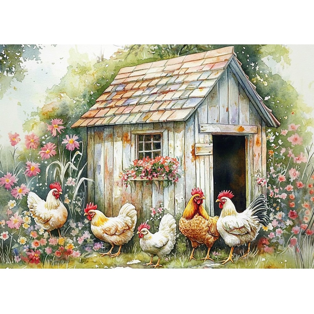 CEOVR Chicken Coop Diamond Art Kits for Adults, 12×16 inches, WX11695-clear