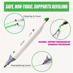 Dual Tip Alcohol Art Markers with Base Stand for Sketching Illustration &Drawing